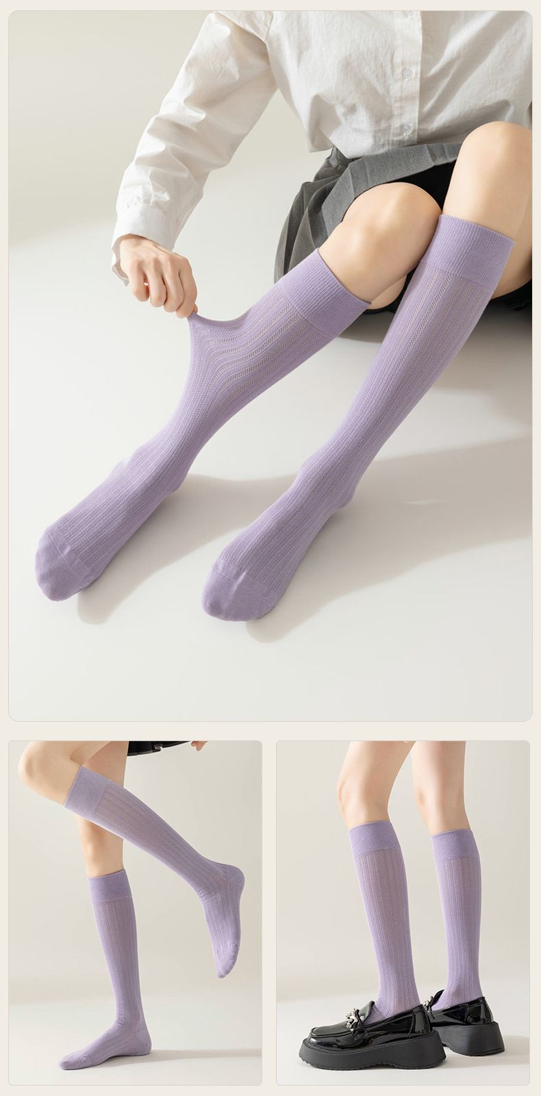 Calzini estivi Morandi Color da donna, calzini sottili al polpaccio in puro cotone, calzini da yoga, non fanno cadere il tubo, calze che assorbono il sudore_voghion.com