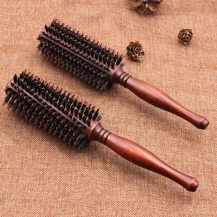 Pettine dritto, capelli con setole di maiale, galleria a rulli in legno massiccio, styling domestico, pettine per capelli ricci antistatico_voghion.com