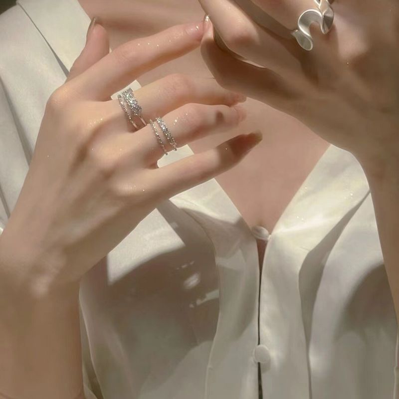 Design Sense Skirt Lace Zircon For Women, Light Luxury Exquisite Niche Index Finger Ring, 2022 New Trendy Knuckle Ring_voghion.com
