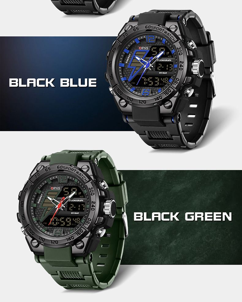 Men's Digital Watch Dual Display Trend Multi-functional Student Watch Outdoor Sports Watch_voghion.com