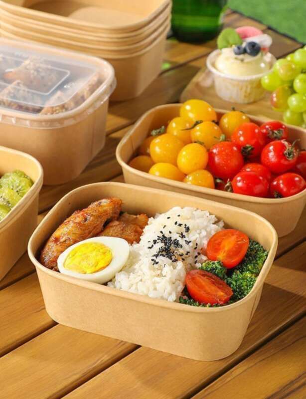 【Vendita calda in 3 giorni 9456 pezzi】 Imballaggio quadrato monouso in carta kraft per il pranzo al sacco da campeggio, per il riscaldamento a microonde, perdite_voghion.com