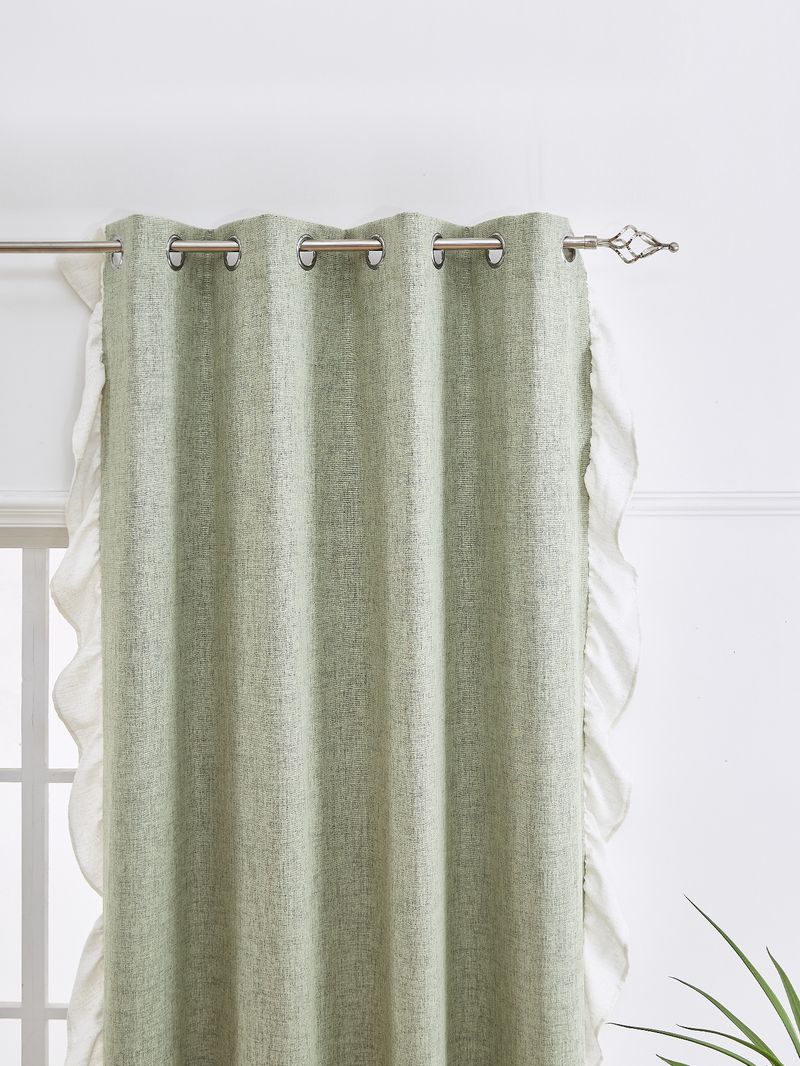 French Ruffled Full Blackout Thickened Linen Edge Finished Bedroom Living Room Curtains_voghion.com