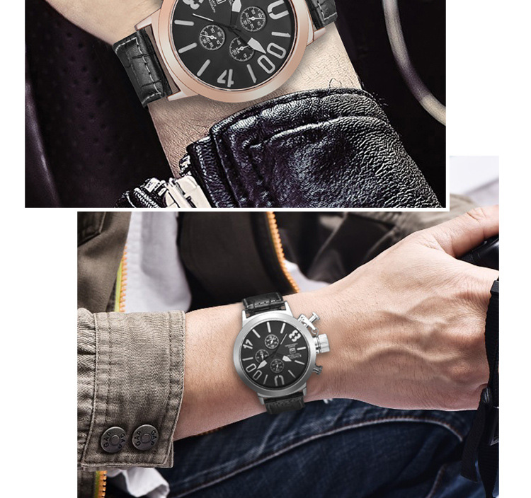 KIMSDUN Orologio da uomo con cinturino a quadrante grande Orologio impermeabile sportivo multifunzionale a tre occhi a sei pin_voghion.com