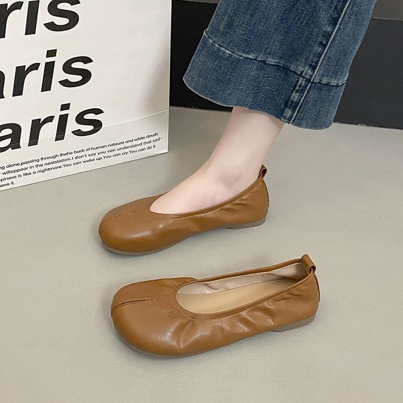 Scarpe singole da donna French Evening Breeze, primavera ed estate, suola morbida, superficie morbida, testa rotonda, bocca bassa, un pedale, doudou da donna_voghion.com