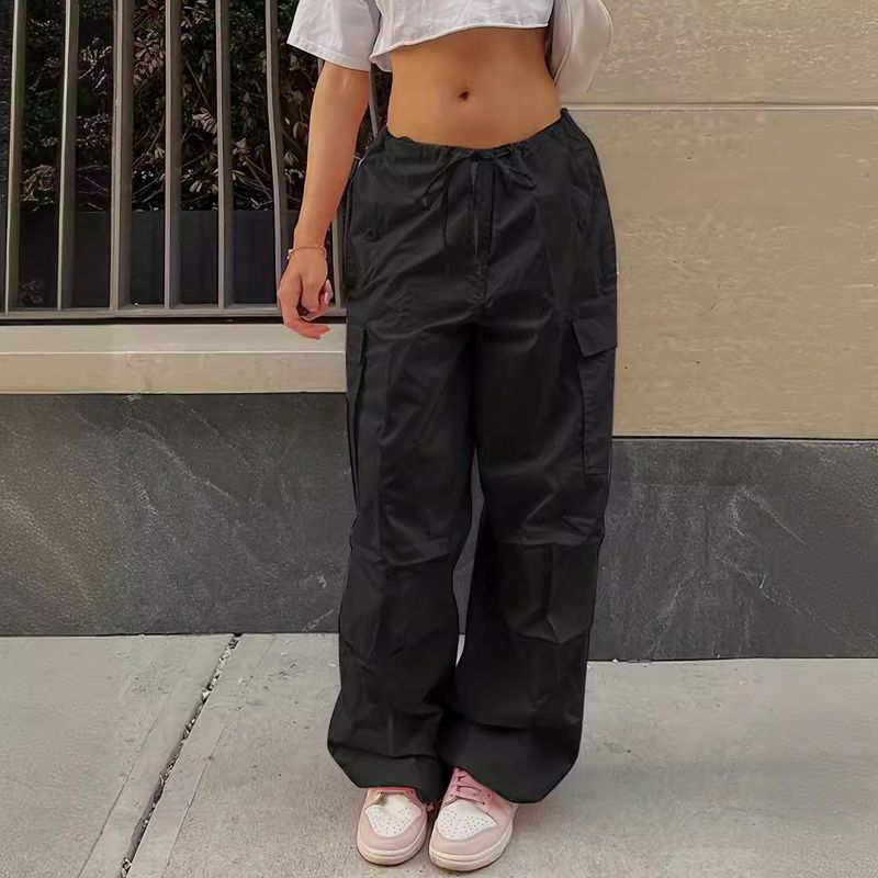 Pantalones deportivos holgados de estilo urbano para otoño, moda informal, de cintura baja, largos, de talla grande, adelgazantes, 2025_voghion.com