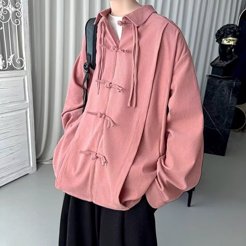 Button Up Shirt Herren Langarm Shirt Jacke Frühling und Herbst Hanfu_voghion.com