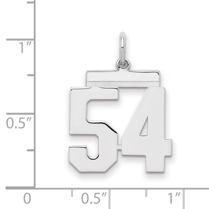 Sterling/Silver Rhodium-plated Polished Number 54 Charm_voghion.com