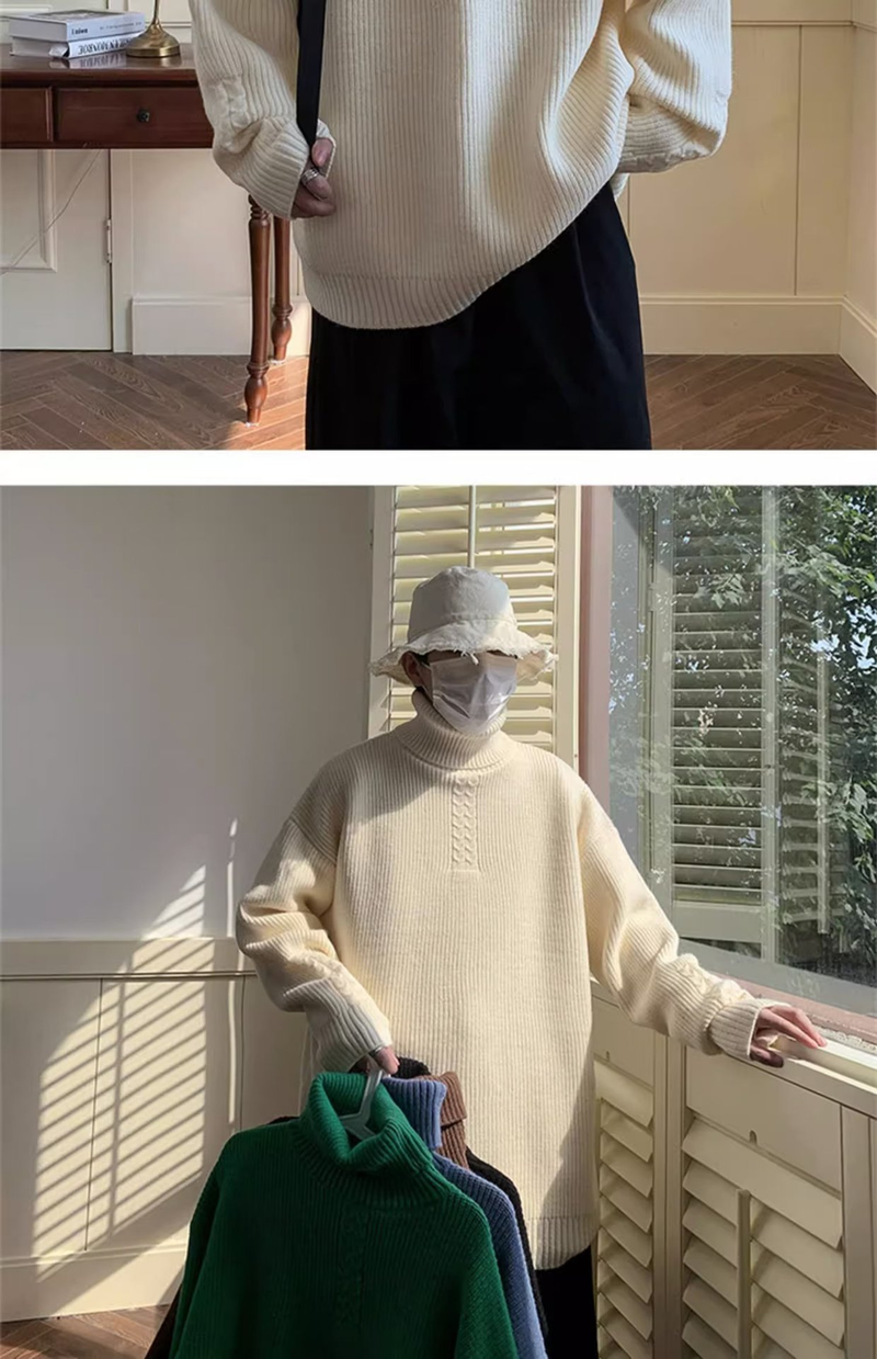 Herrenbekleidung, lockerer, lässiger All-in-One-Strickwaren-Trend-Hirsch-Plüschfadenmantel_voghion.com