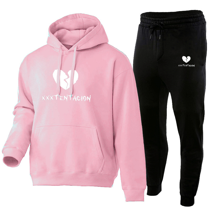 Xxxtentacion bedrucktes Hoodie-Set aus Herrenpullover, Hose und weicher Sportbekleidung_voghion.com