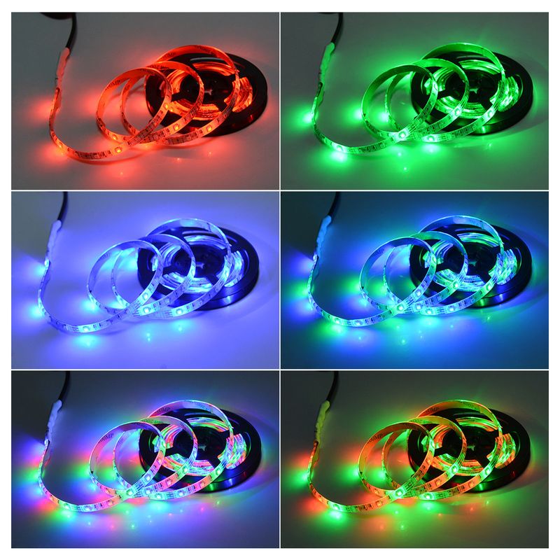 Bande lumineuse LED RGB portable avec télécommande – Puces 5050/2835, fonctionne sur piles 5 V, étanche, pour rétroéclairage TV et décoration intérieure_voghion.com