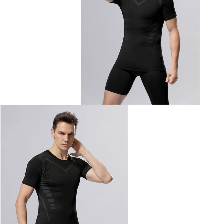 Pantaloni sportivi da uomo in stile americano, a maniche corte, a rapida asciugatura, per corsa, ciclismo, compressione, alta elasticità_voghion.com