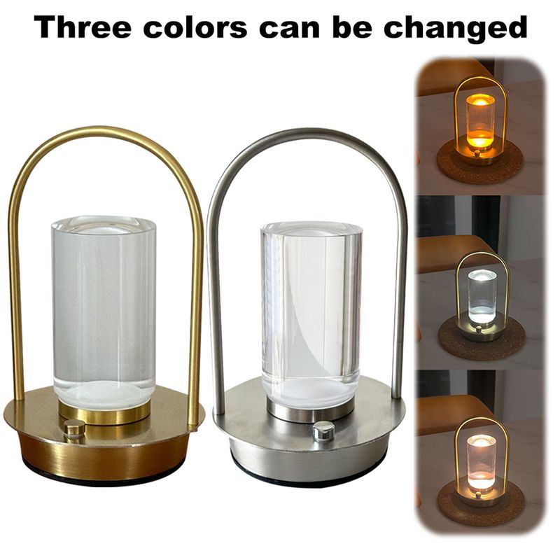 Portable Metal Table Lamp Rechargeable Cordless Touch Table Lamp 3 Color Dimming Battery Powered LED Desk Lamp For Bedroom_voghion.com