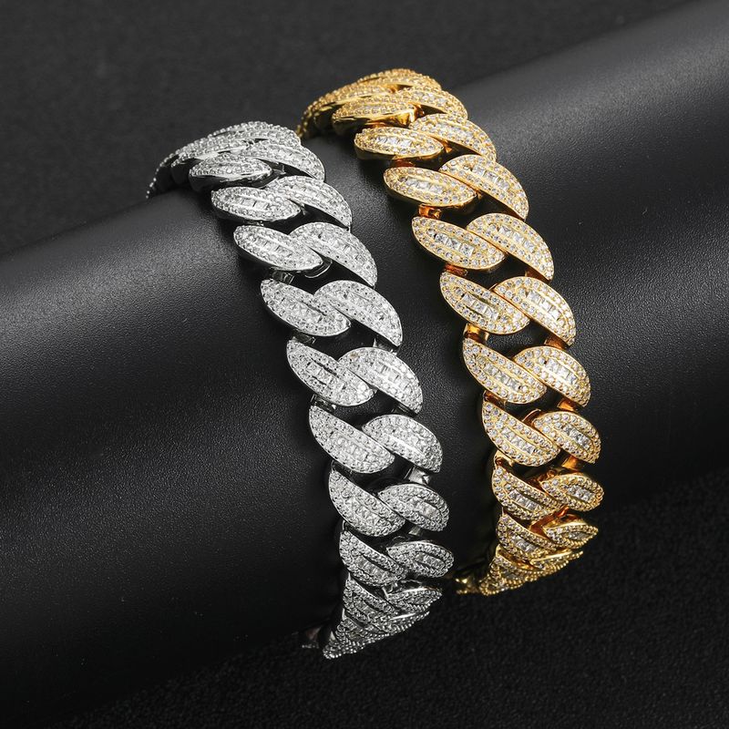 Hip Hop Necklace 15mm Mixed Inlaid T Square Zircon Miami Cuban Chain Trendy Fashion Men's Niche Clavicle Chain_voghion.com