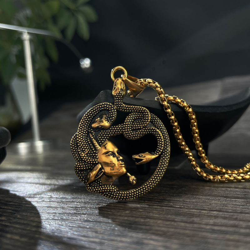 Egyptian Mythical Snake Fefor Men Head Pendant Personalized Stainless Steel Necklace For Men_voghion.com