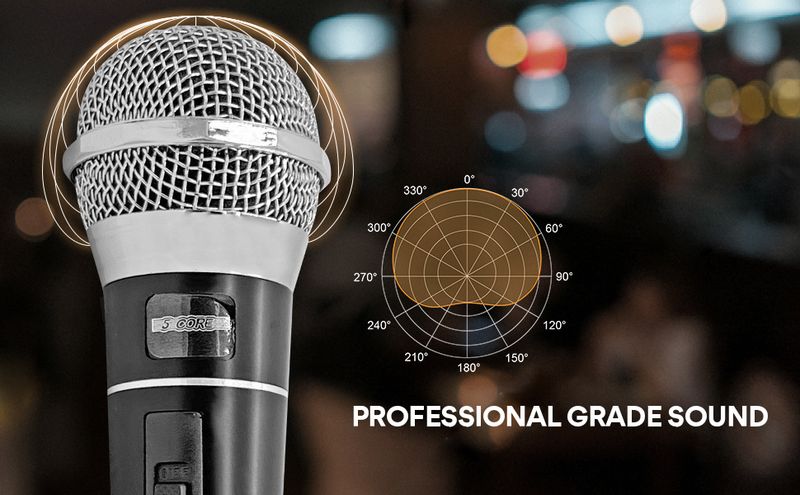 5 CORE Microphone Dynamic Vocal Handheld Mic Cardioid Unidirectional Microfono w On Off Switch + XLR Audio Cable for Singing Karaoke Public Speaking &_voghion.com