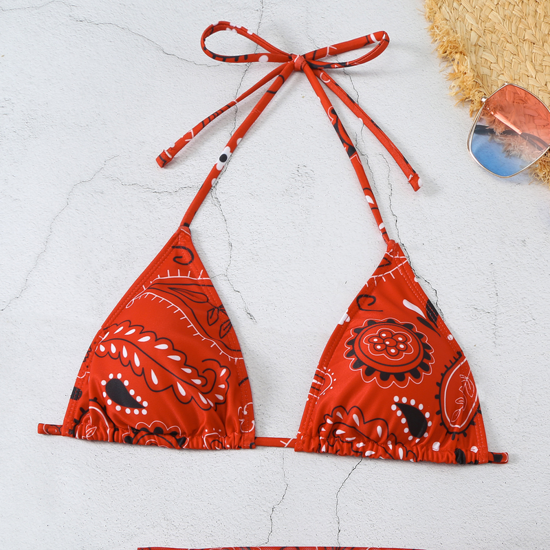 Meerkleurige driehoekige gaasrok voor dames, driepuntsbikini die meisjes moeten hebben_voghion.com