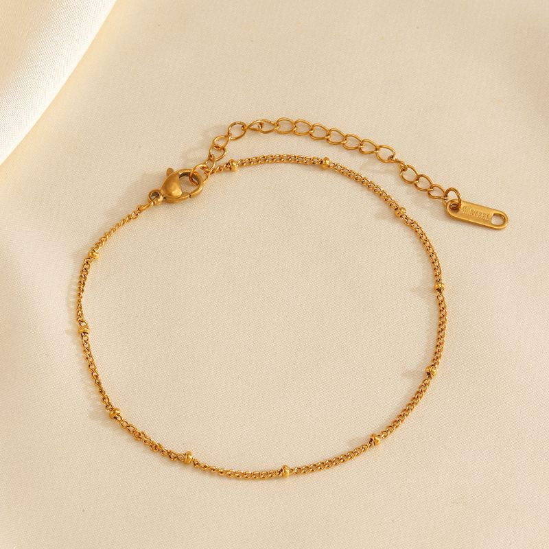 Fashion Stainless Simple Design Side Clip Bead Chain Anklet Personality Hip Hop Gold-Plated Titanium Steel Jewelry For_voghion.com