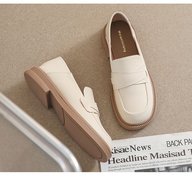 Plateau-Loafer für Damen mit einem Fuß, schwarze Retro-Schuhe aus kleinem Leder, dicker Absatz und weiche Sohle, Einzelschuhe für Damen_voghion.com