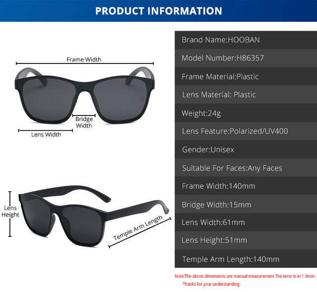 HOOBAN 2023 Nuova Piazza Occhiali Da Sole Polarizzati Uomini Donne Moda Piazza Occhiali Da Sole Maschili di Design di Marca di Un pezzo Tonalità di Lenti UV400_voghion.com