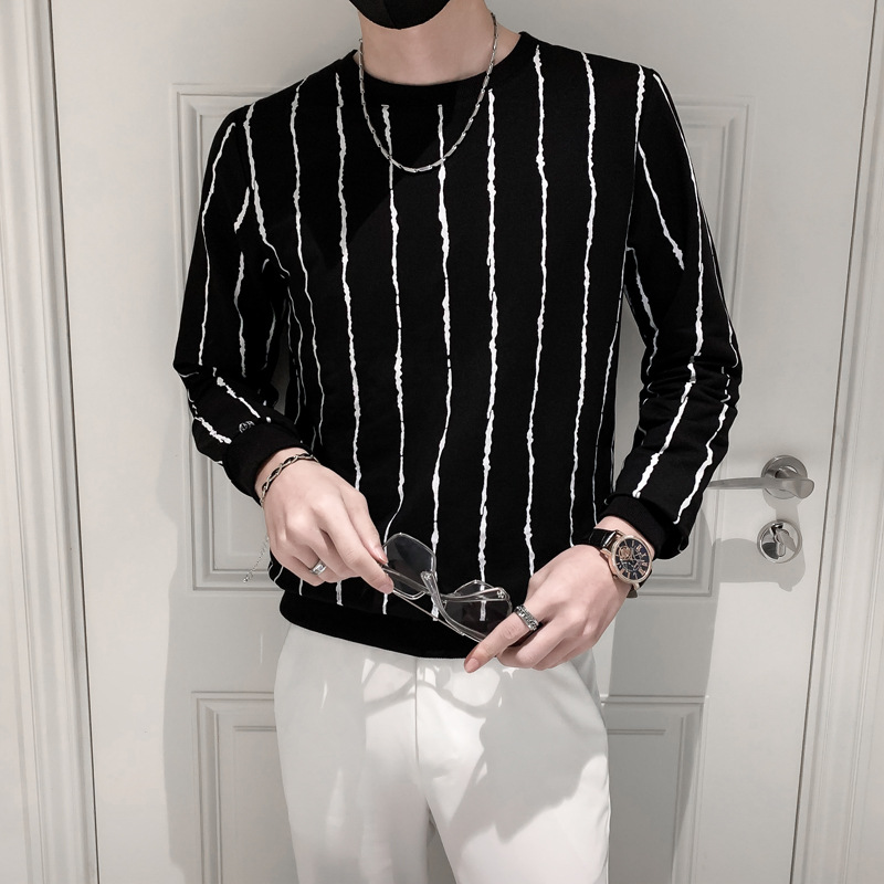 Celebrità di Internet bella felpa con cappuccio alla moda versione coreana slim fit a righe top spirito giovane primavera e autunno casual_voghion.com