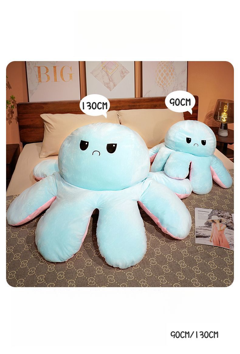 Face-Changing Plush Pillow Toy Reversible Fabric Doll Giant Double-Sided Octopus_voghion.com