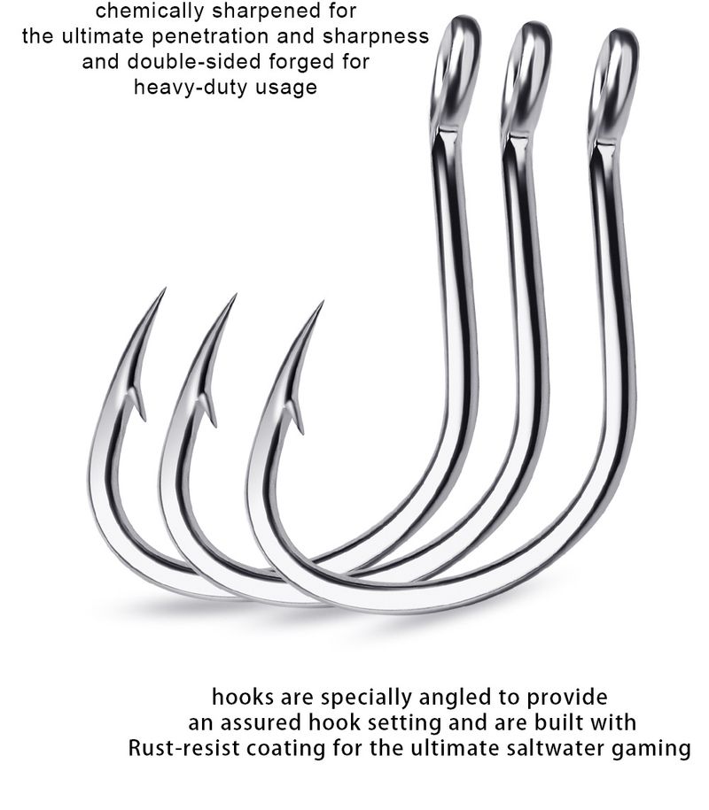 Stacheldraht High Carbon Steel Single Sea Slow Jigging Hook Bootshaken mit Loch und Schlaufe Angelzubehör_voghion.com