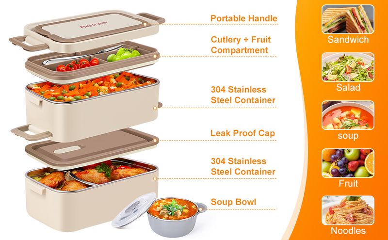 Bento a prova di perdite da 2 litri - Contenitore per il pranzo a doppio strato_voghion.com