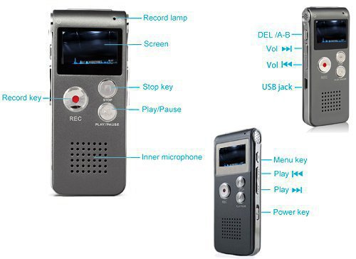 8G/16G digitale opnamepen Intelligente opname MP3-speler Externe afspeelfunctie Opnamepen_voghion.com
