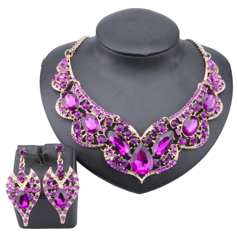 Set di gioielli da donna, da sposa, collana e orecchini pendenti con cristalli a goccia d'acqua a forma di goccia d'acqua_voghion.com