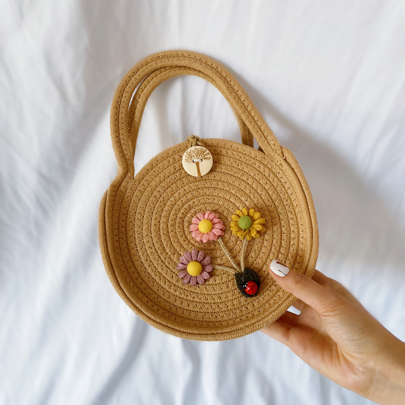 Handwoven Round Straw Bag - Vintage Boho Crossbody Purse For Women (Casual & Beach)_voghion.com