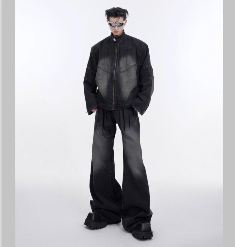 Men's Clothing Special Offer Heavy Retro Distressed Deconstructed Denim Suit Three Dimensional Relief Design Jacket Coat Men Trend_voghion.com