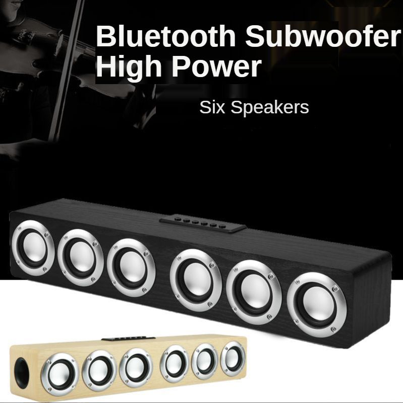 Medinės garso juostos garso centro „Bluetooth“ garsiakalbių dėžutės namų kino sistemos žemų dažnių garsiakalbiai, skirti garsiakalbiams su žemųjų dažnių garsiakalbiu „Soundbar Boombox“_voghion.com