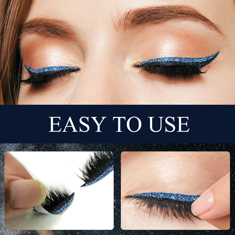 EELHOE new 7-color glitter eyeliner glue free self-adhesive shadow false curling eyelash eye makeup patch_voghion.com