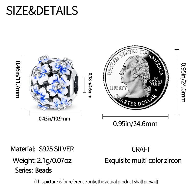 Damenschmuck, verkupfert, 925er Silber, Perlen, DIY-Schmuck, Armband-Zubehör, blauer Reise-Schmetterlings-Perlen-Anhänger_voghion.com