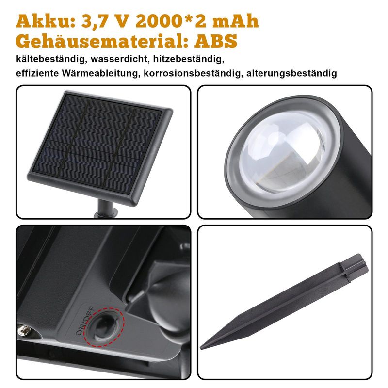 Glitzerlife Solarlampen Für Außen Solar Gartenleuchte 2ER - LED Solarleuchten Strahler Warmweiß IP65 Wasserdichte Gartenbeleuchtung Mit Erdspieß 2 Modi Für Gehweg_voghion.com