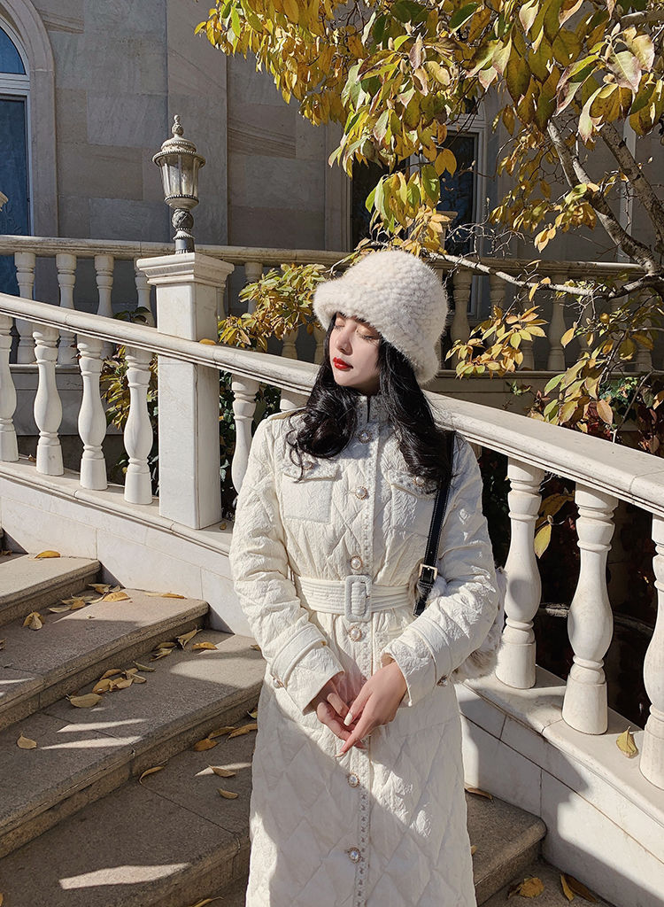 Xiaoxiangfeng Down For Women's Autumn And 2023 New Korean Version Slim Fit Knee Length Cotton Jacket Winter Coat_voghion.com