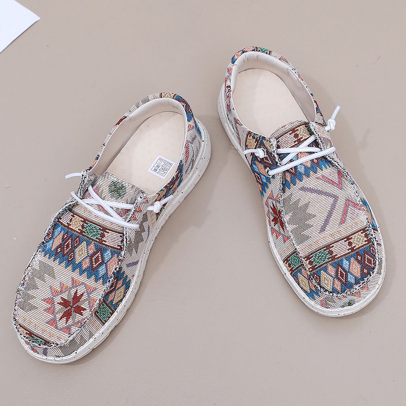 Bohemian style couple canvas casual lightweight loafers, men's and women's cloth shoes, Canvas Loafers_voghion.com