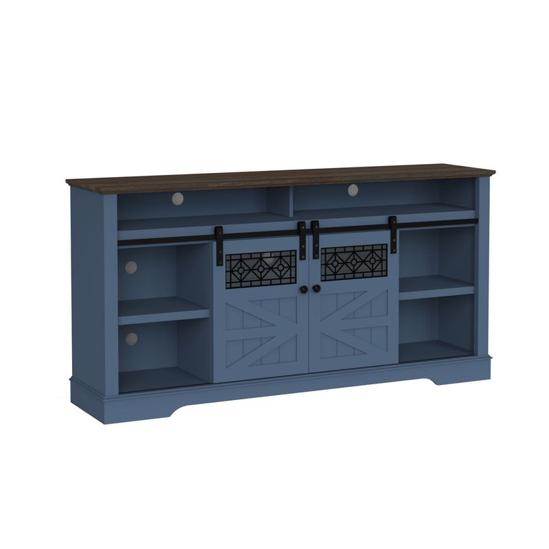 Farmhouse TV Stand With Sliding Barn Door & Drawer, 75" Rustic Entertainment Center For TVs Up To 75", Buffet Storage Cabinet For Living Room, Dining Room_voghion.com