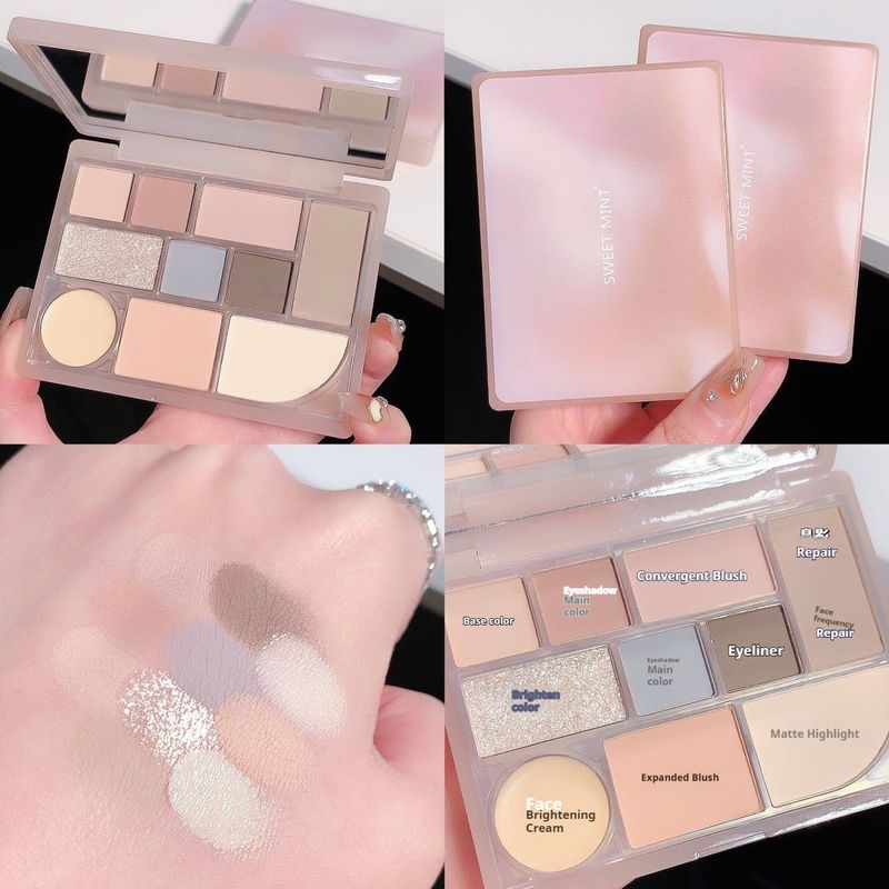 10 Color Complexion Highlighter Silk Compact Powder Blush Eyeshadow Highlight Multi-Purpose_voghion.com