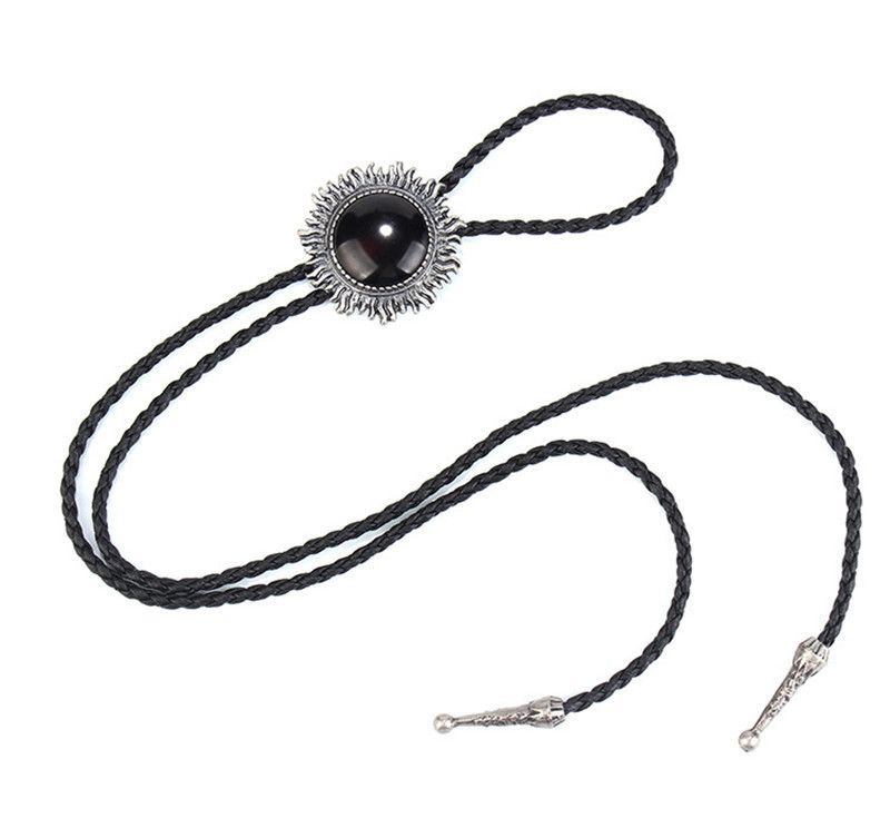 Cravatta a farfalla da uomo in pelle Bolotie con motivo a sole, stile western americano, da cowboy_voghion.com
