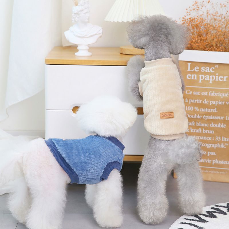 Pet dog autumn and winter new pet clothing, two legged jacket, 21 vertical Korean version flannel jacket_voghion.com