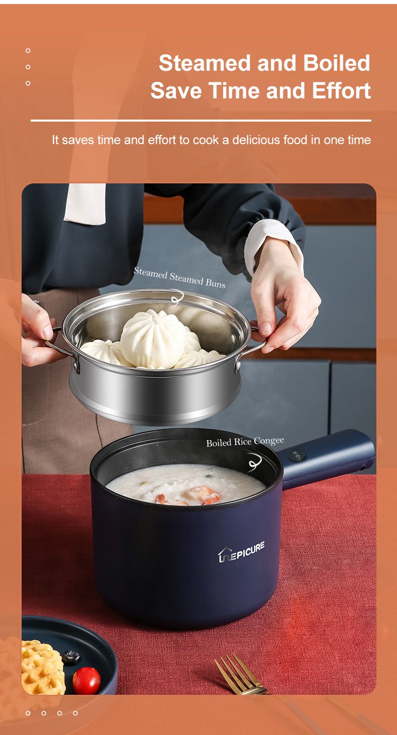Mini Electric Cooker Multi-Function All-In-One Pot Double Layer Household Noodle Cooker Non-Stick Hot Pot Kitchen Tool_voghion.com