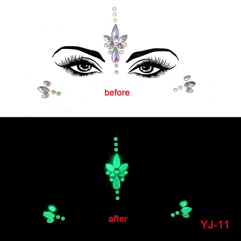 New EDM Face Sticker Diamond, Halloween Grimace Sticker Diamond Luminous Crystal, Between Eyebrows Sticker Luminous Face Sticker Masquerade_voghion.com