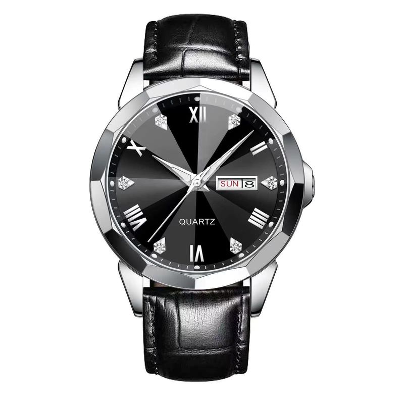 Nuovo orologio da uomo luminoso di alta qualità al quarzo con striscia di acciaio e doppio calendario multifunzionale di lusso_voghion.com
