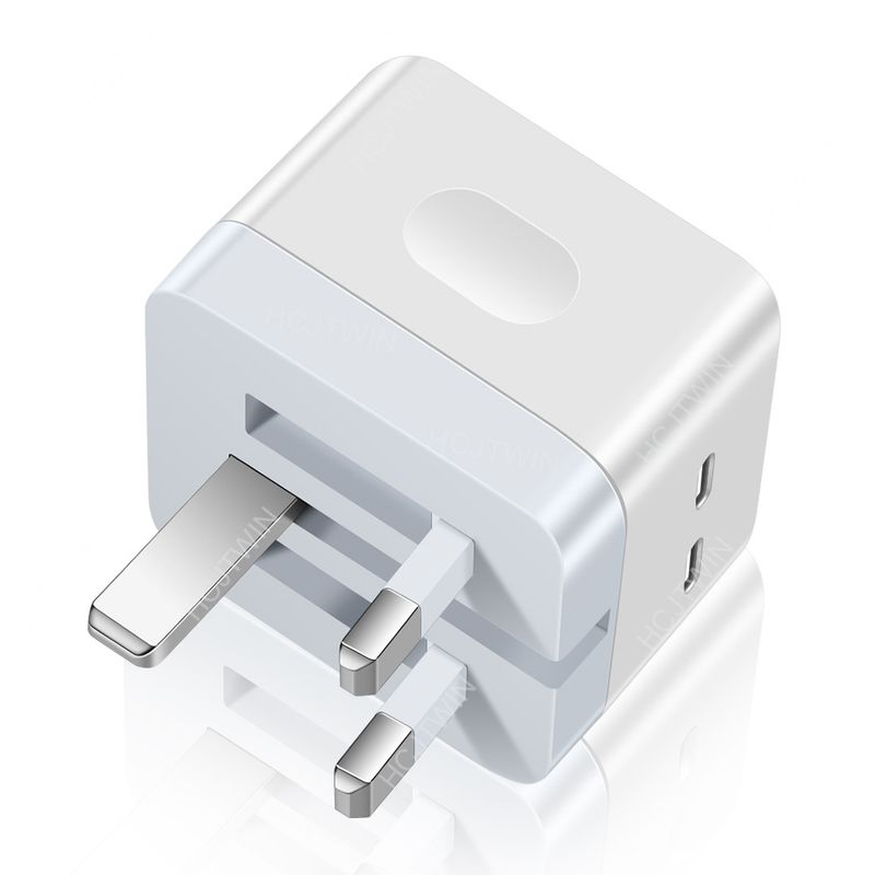 Festival de música PD40W Estándar británico Rápido Adecuado para cargador de teléfono Apple Puerto C 40W Salida de línea dual Cabezal de carga_voghion.com