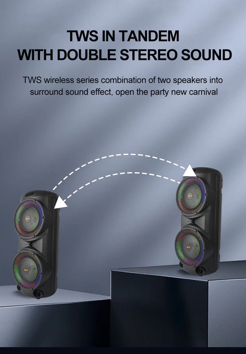 ZQS12206 Dual 10-inch Square Dance Speaker Bass Wireless Microphone Bluetooth Speaker_voghion.com