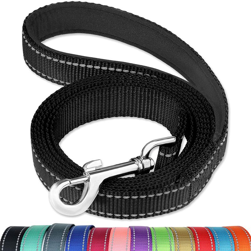 Guinzaglio per animali domestici in nylon riflettente, tessuto in seta, cintura con corda per addestramento, collare a catena, anello per collo per cani_voghion.com