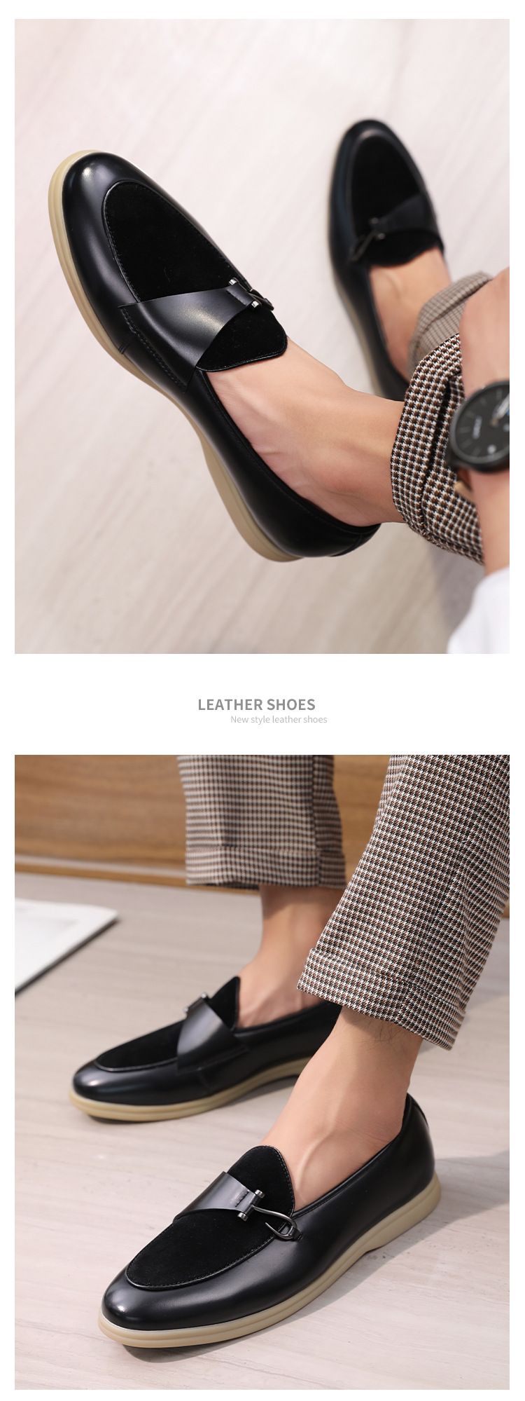 Mocassini tutto in uno per uomo scarpe in pelle a punta per uomo con scarpe a berretto_voghion.com