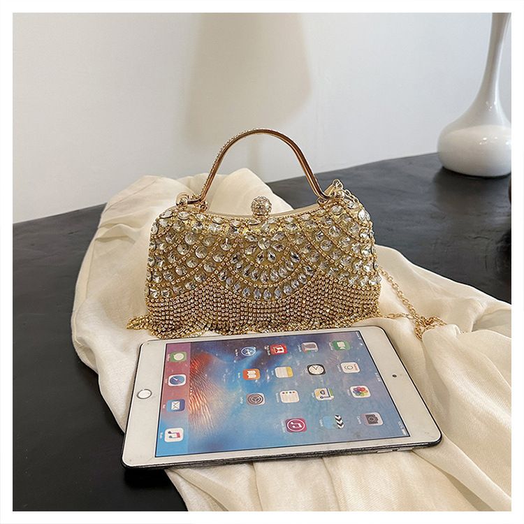 Handtasche für Frauen Abendtaschen Strass Set Diamant Flash Fringe Hand Kette Box Frau_voghion.com