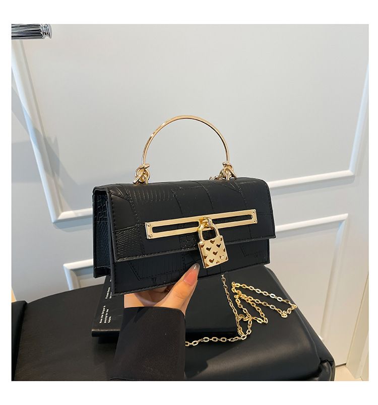 Women's Stylish And Versatile Small Square Shoulder Bag - Crossbody & Handheld For Daily Use, PU Leather With Alligator Texture, Magnetic Closure_voghion.com